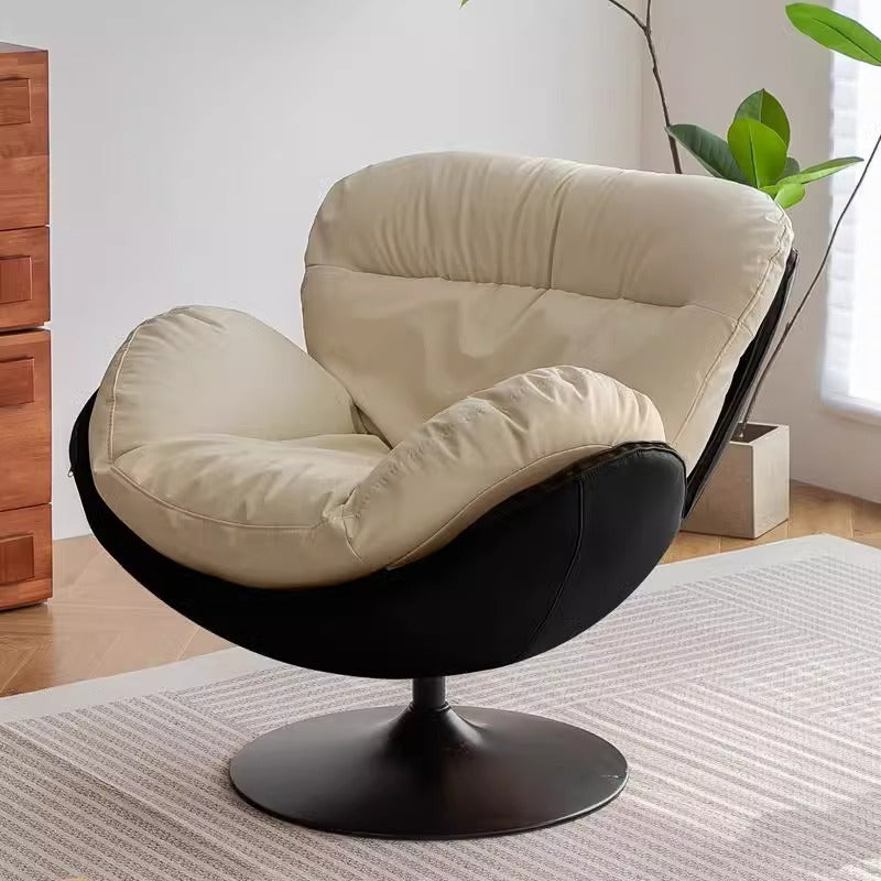 Nordic Contemporary Armless Swivel Sofa with Circular Arc Carbon Steel Frame, Velvet-Cotton Upholstery and Pearly Plastic Accents – Living Room