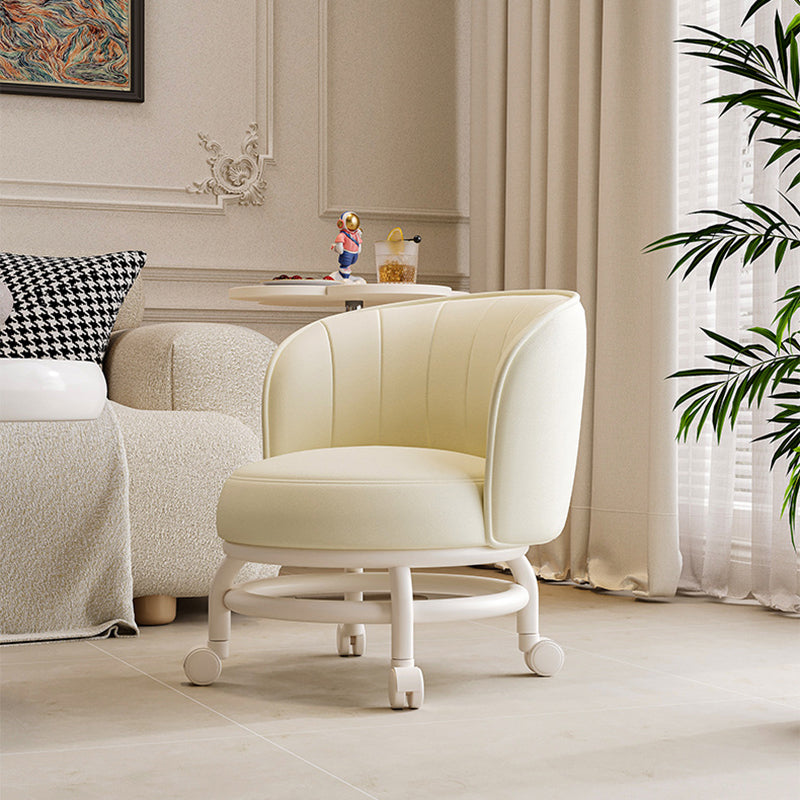 Modern Minimalist Round PU Leather Cushioned Stool - Movable, Low-Profile, Armless Stool for Living Room