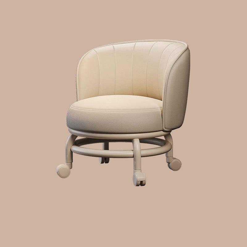 Modern Minimalist Round PU Leather Cushioned Stool - Movable, Low-Profile, Armless Stool for Living Room
