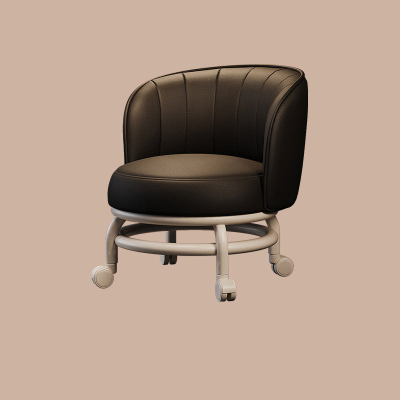 Modern Minimalist Round PU Leather Cushioned Stool - Movable, Low-Profile, Armless Stool for Living Room