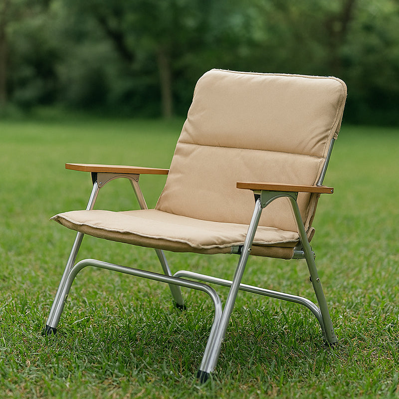 Modern Minimalist Rectangle Aluminum Outdoor Folding Chair with Oxford & Textilene Fabric, PVC Pearl Cotton Padding, Backrest & Armrests – Ideal for Garden & Camping