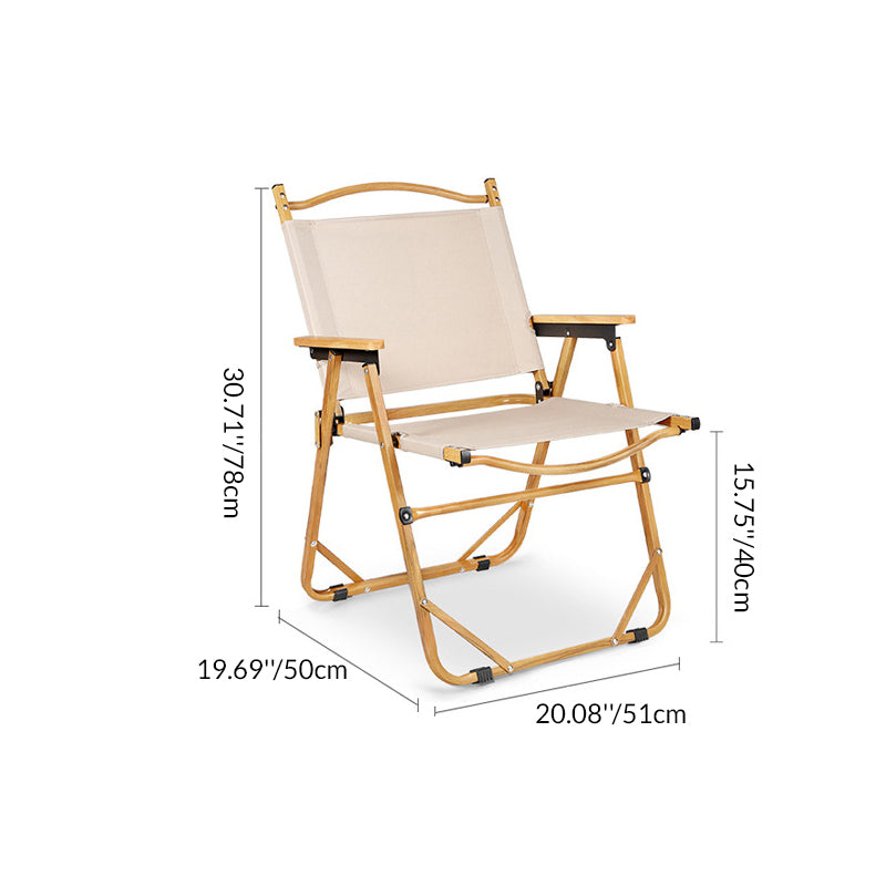 Modern Minimalist Rectangle Folding Outdoor Chair – Carbon Steel & Aluminum Alloy Frame, Beech Wood Armrests, Oxford Fabric Seat, PET Backrest, Portable & Detachable for Garden and Camping