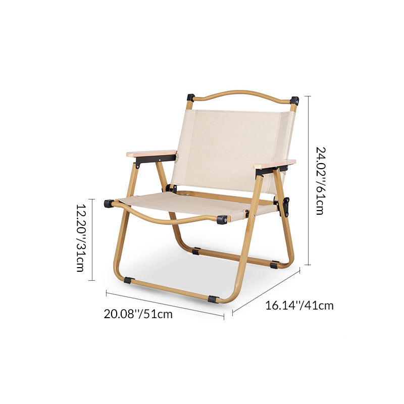 Modern Minimalist Rectangle Folding Outdoor Chair – Carbon Steel & Aluminum Alloy Frame, Beech Wood Armrests, Oxford Fabric Seat, PET Backrest, Portable & Detachable for Garden and Camping
