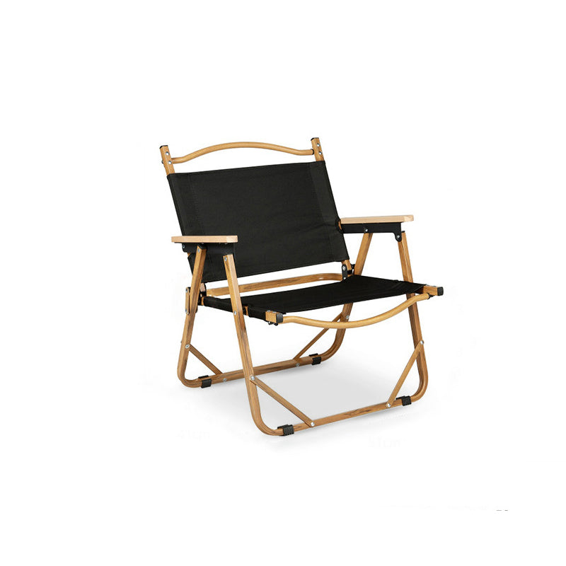 Modern Minimalist Rectangle Folding Outdoor Chair – Carbon Steel & Aluminum Alloy Frame, Beech Wood Armrests, Oxford Fabric Seat, PET Backrest, Portable & Detachable for Garden and Camping