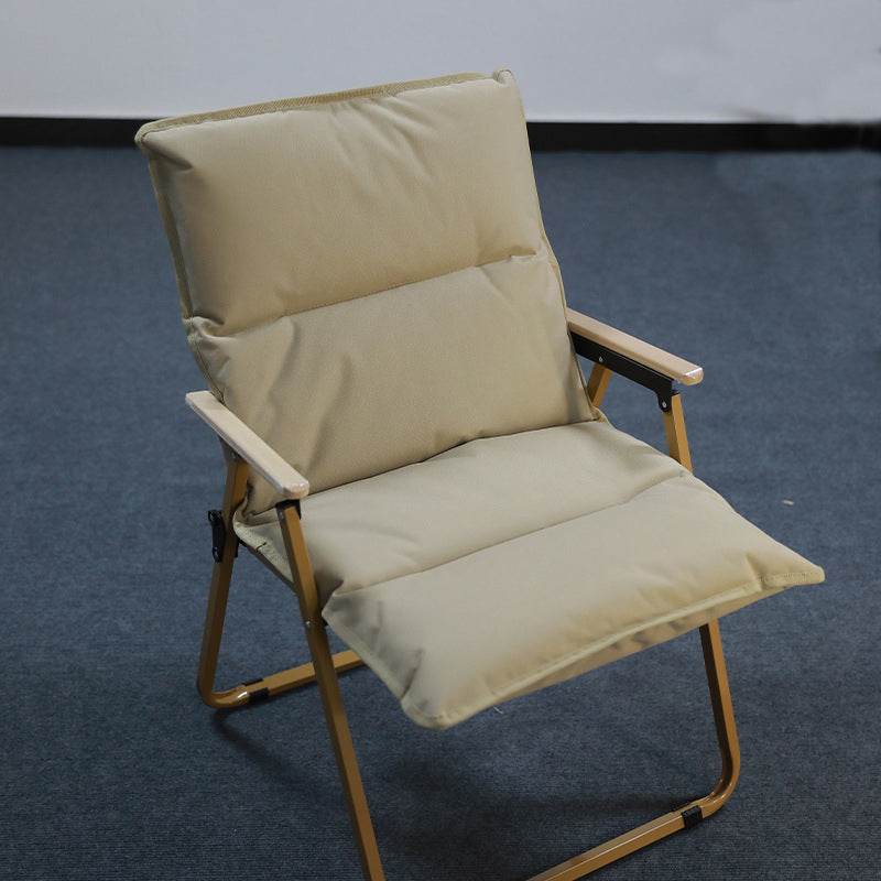 Modern Minimalist Rectangle Folding Outdoor Chair – Carbon Steel & Aluminum Alloy Frame, Beech Wood Armrests, Oxford Fabric Seat, PET Backrest, Portable & Detachable for Garden and Camping