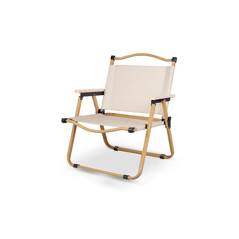 Modern Minimalist Rectangle Folding Outdoor Chair – Carbon Steel & Aluminum Alloy Frame, Beech Wood Armrests, Oxford Fabric Seat, PET Backrest, Portable & Detachable for Garden and Camping