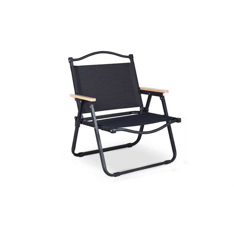 Modern Minimalist Rectangle Folding Outdoor Chair – Carbon Steel & Aluminum Alloy Frame, Beech Wood Armrests, Oxford Fabric Seat, PET Backrest, Portable & Detachable for Garden and Camping