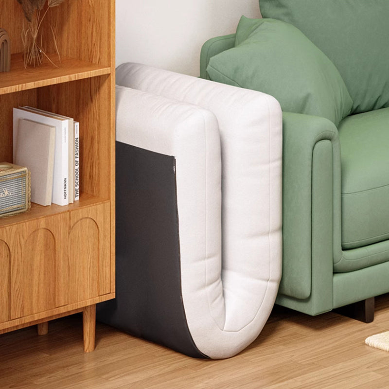 Modern Minimalist Rectangular Steel-Frame Armless Lounge Sofa with Backrest, Velvet and Cotton-Linen Upholstery, PP Cotton Fill, for Bedroom