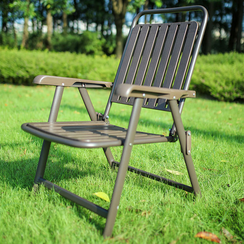 Modern Minimalist Waterproof Folding Camping Chair with Carbon Steel Frame, PVC Seat, Backrest & Armrests – Ideal for Garden