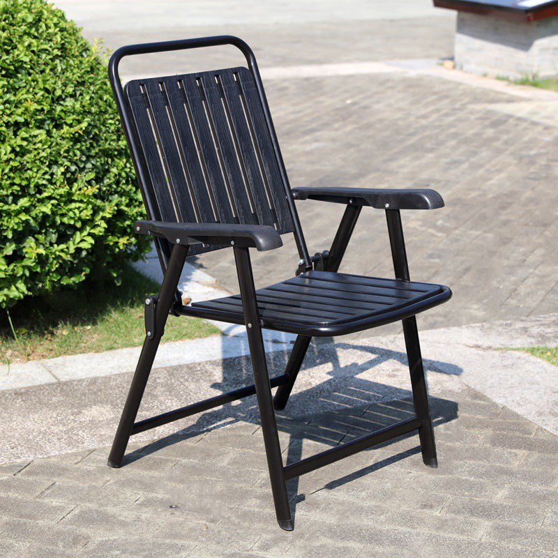 Modern Minimalist Waterproof Folding Camping Chair with Carbon Steel Frame, PVC Seat, Backrest & Armrests – Ideal for Garden