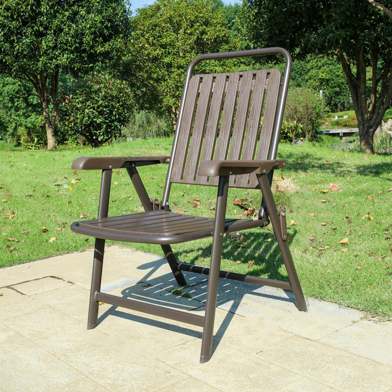 Modern Minimalist Waterproof Folding Camping Chair with Carbon Steel Frame, PVC Seat, Backrest & Armrests – Ideal for Garden