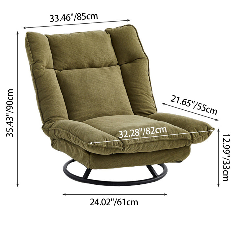 Modern Minimalist Detachable Rotating Rectangular Steel-Frame Accent Chair with Ice Velvet Sponge-Cotton Cushion, Armless for Living Room