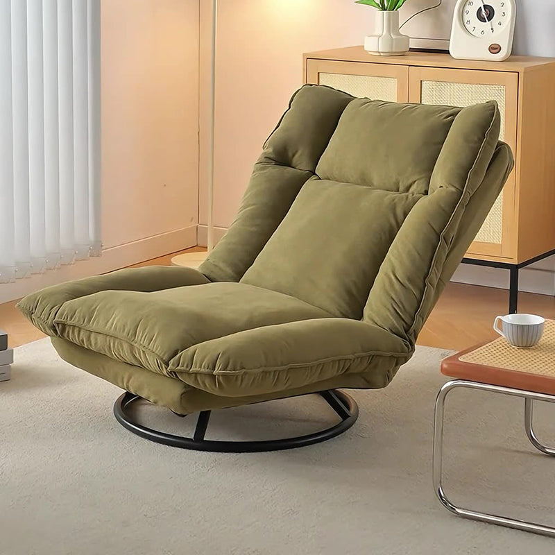 Modern Minimalist Detachable Rotating Rectangular Steel-Frame Accent Chair with Ice Velvet Sponge-Cotton Cushion, Armless for Living Room