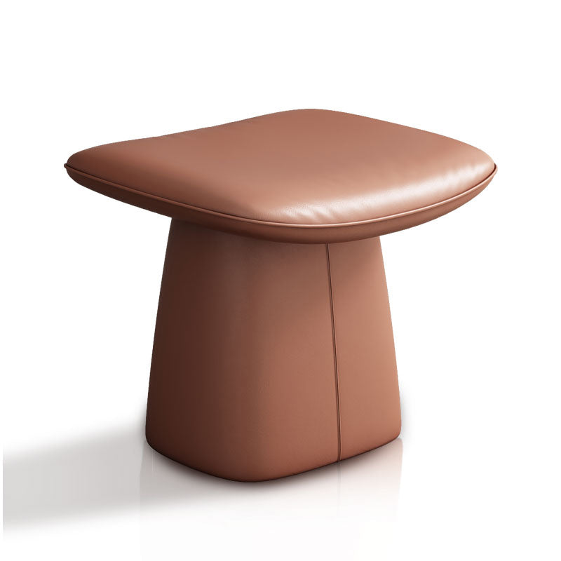 Contemporary Nordic Rectangular Solid Wood Multi-Layer Board Cat Scratching Pad and Leather Cushioned Vanity Stool — Backless & Armless, for Bedroom