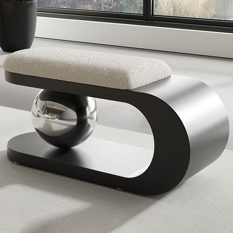 Modern Art Deco Geometric Bench with Lambswool Cushion — Iron, Carbon Steel & Stainless Steel Frame, Backless & Armless for Entryway
