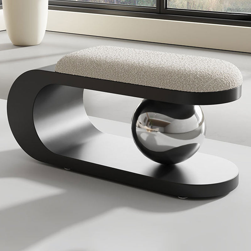 Modern Art Deco Geometric Bench with Lambswool Cushion — Iron, Carbon Steel & Stainless Steel Frame, Backless & Armless for Entryway