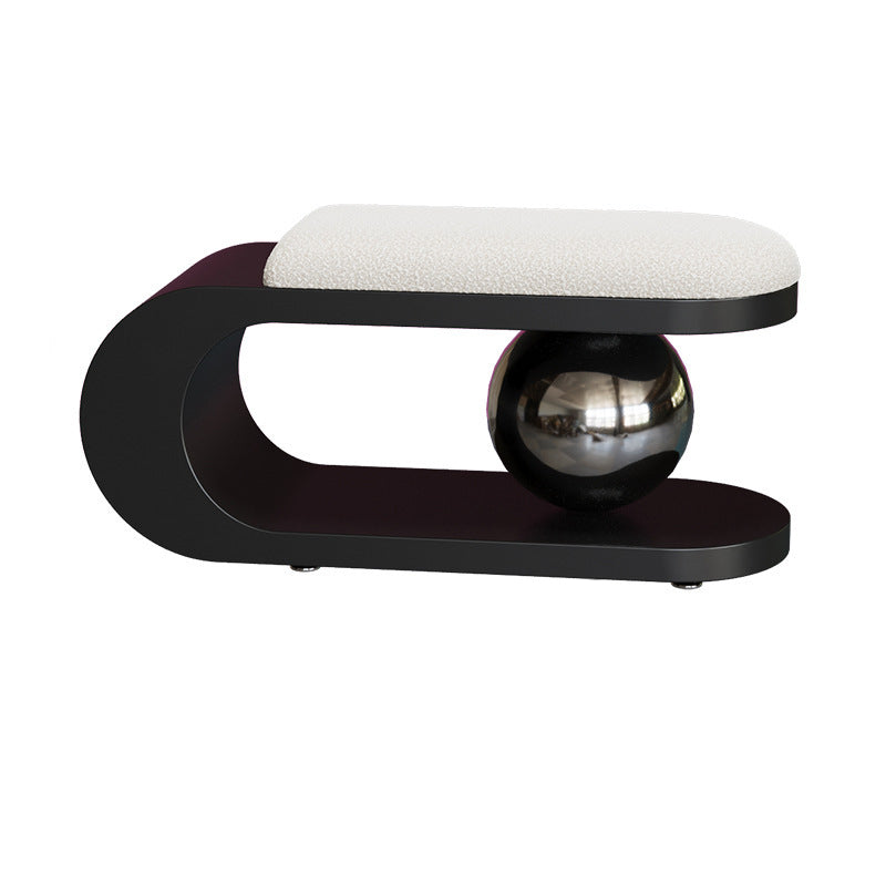 Modern Art Deco Geometric Bench with Lambswool Cushion — Iron, Carbon Steel & Stainless Steel Frame, Backless & Armless for Entryway