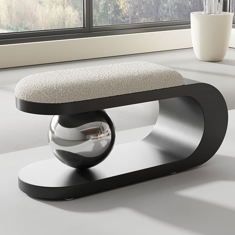 Modern Art Deco Geometric Bench with Lambswool Cushion — Iron, Carbon Steel & Stainless Steel Frame, Backless & Armless for Entryway