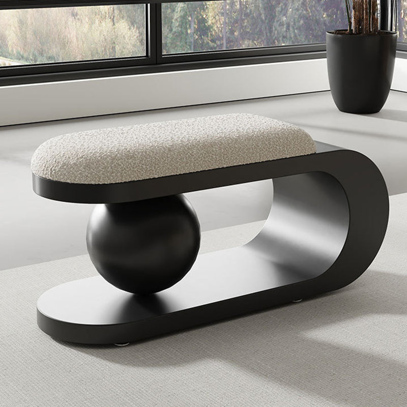 Modern Art Deco Geometric Bench with Lambswool Cushion — Iron, Carbon Steel & Stainless Steel Frame, Backless & Armless for Entryway