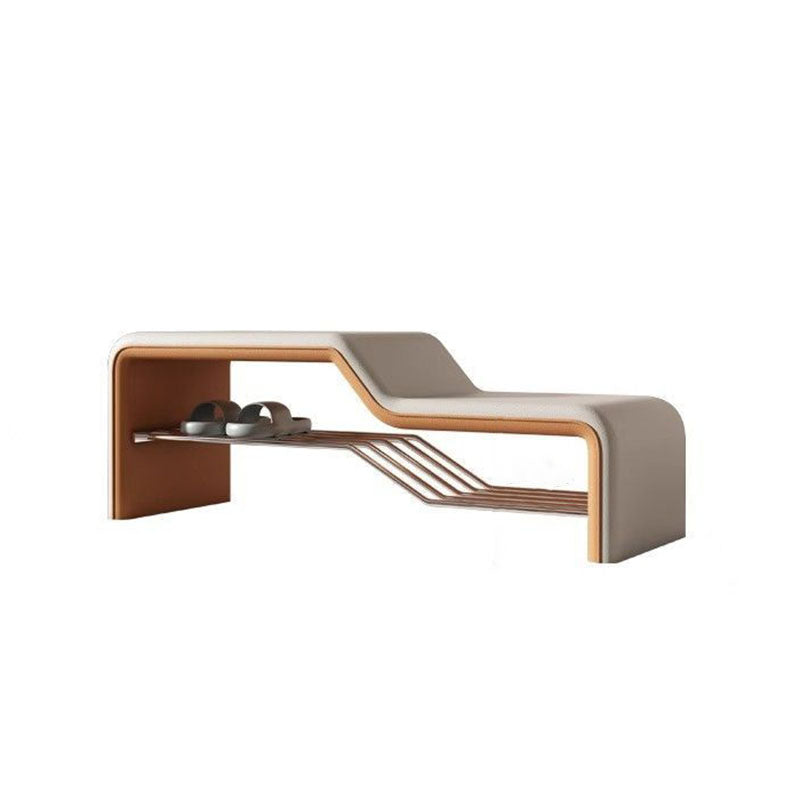 Modern Minimalist Armless Shoe Bench — Rectangular Carbon Steel Frame with Sponge Cushioned Faux Leather Upholstery for Entryways
