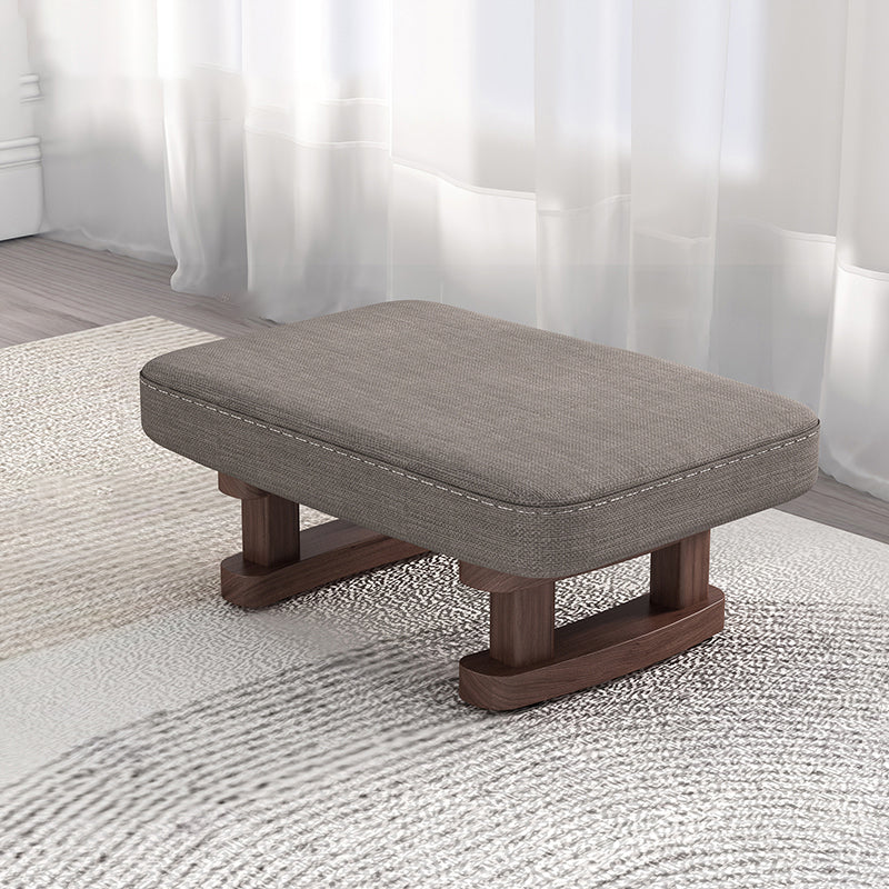 Contemporary Scandinavian Wooden Stool with Fabric Cushion — Rectangular Low Entryway Seat
