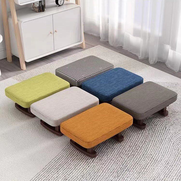 Contemporary Scandinavian Wooden Stool with Fabric Cushion — Rectangular Low Entryway Seat