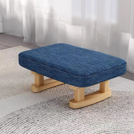 Contemporary Scandinavian Wooden Stool with Fabric Cushion — Rectangular Low Entryway Seat