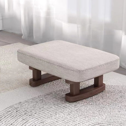 Contemporary Scandinavian Wooden Stool with Fabric Cushion — Rectangular Low Entryway Seat