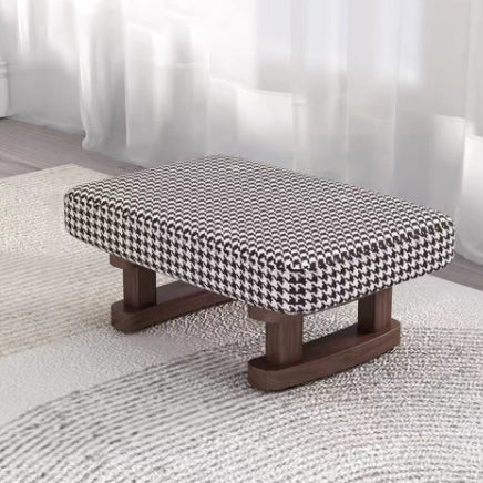 Contemporary Scandinavian Wooden Stool with Fabric Cushion — Rectangular Low Entryway Seat