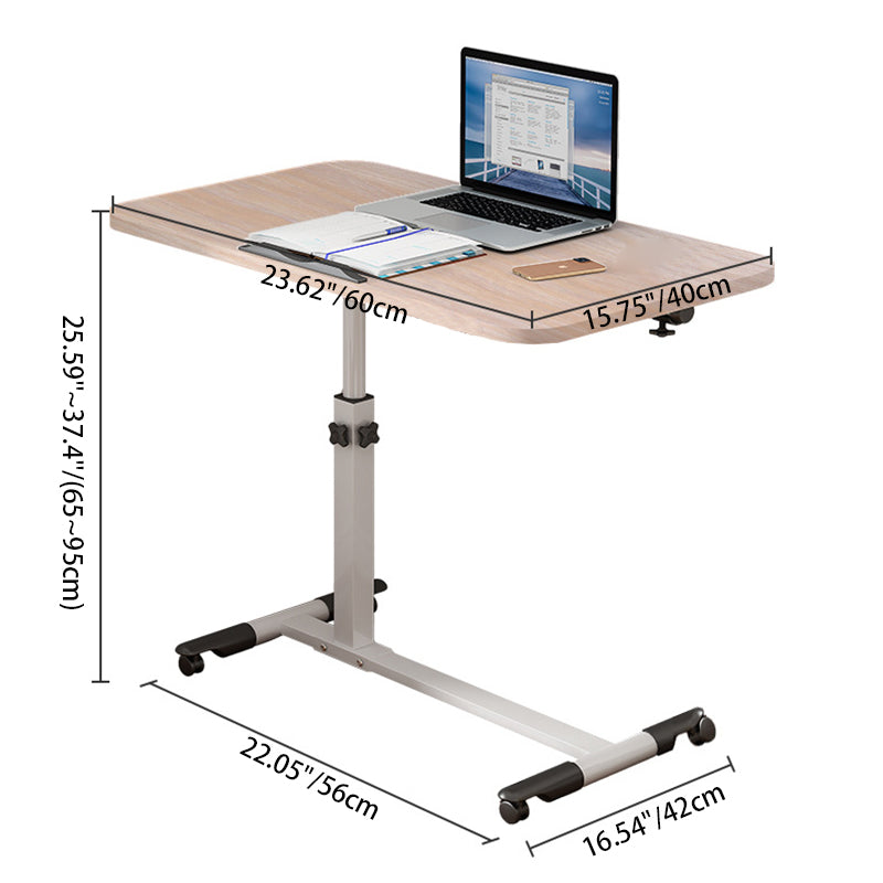 Modern Minimalist Rectangular Stainless Steel Desk with Liftable 4-Leg Frame for Home Office