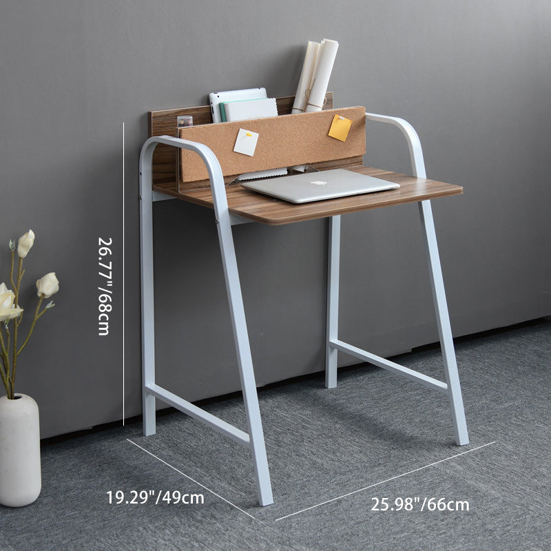 Modern Minimalist Rectangular Desk with Carbon Steel Frame and MDF Top, 4-Leg Home Office Desk