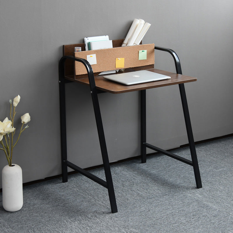 Modern Minimalist Rectangular Desk with Carbon Steel Frame and MDF Top, 4-Leg Home Office Desk
