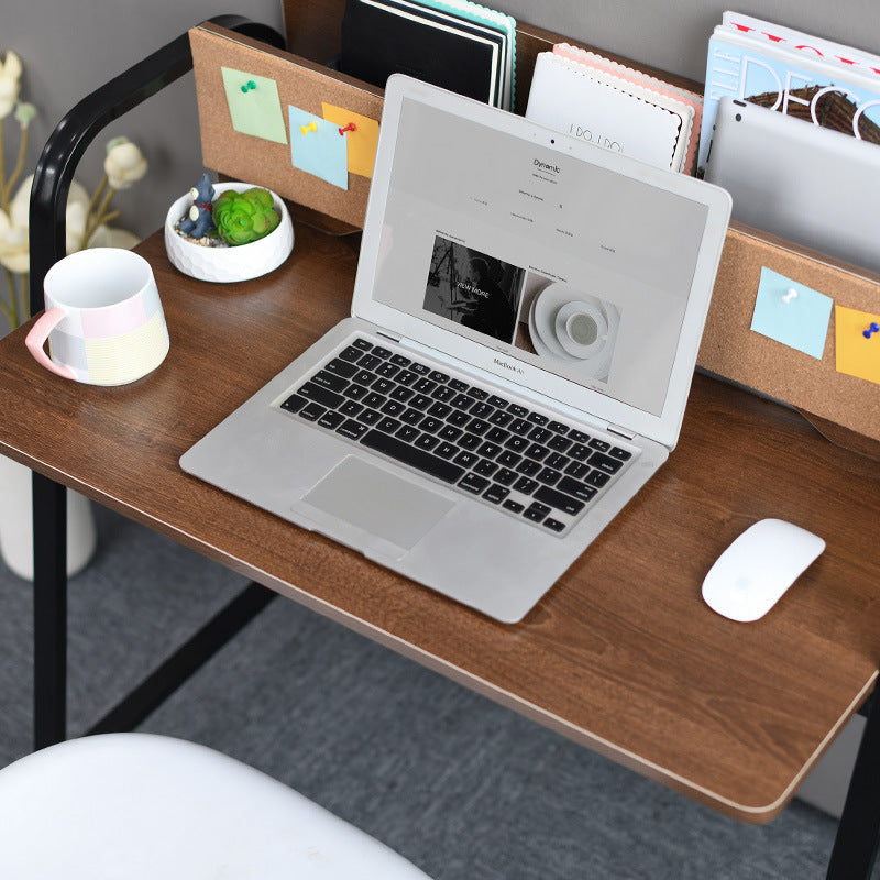 Modern Minimalist Rectangular Desk with Carbon Steel Frame and MDF Top, 4-Leg Home Office Desk