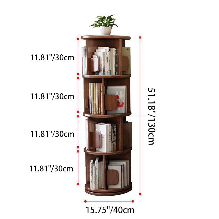 Modern Minimalist Solid Wood Round Cylinder Rotating Bookshelf – 2/3/4/5-Tier, Perfect for Home, Office, and Living Room