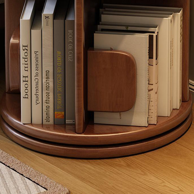 Modern Minimalist Solid Wood Round Cylinder Rotating Bookshelf – 2/3/4/5-Tier, Perfect for Home, Office, and Living Room