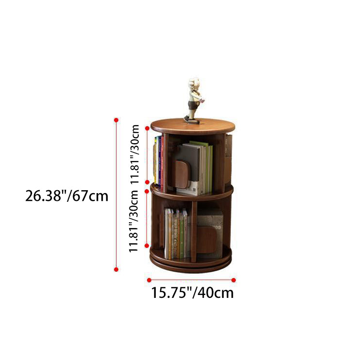 Modern Minimalist Solid Wood Round Cylinder Rotating Bookshelf – 2/3/4/5-Tier, Perfect for Home, Office, and Living Room