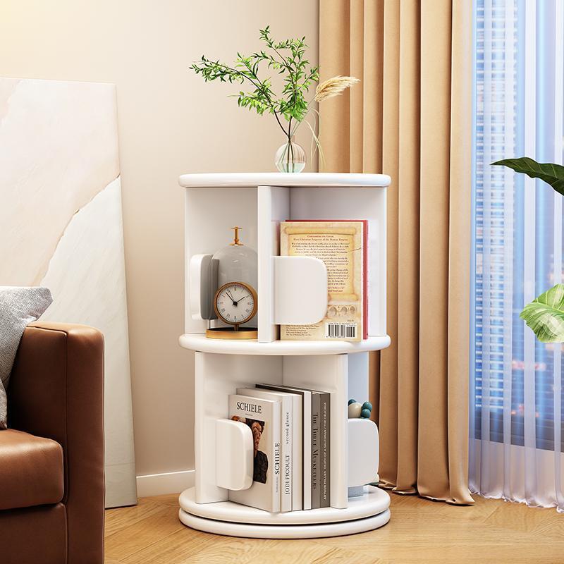 Modern Minimalist Solid Wood Round Cylinder Rotating Bookshelf – 2/3/4/5-Tier, Perfect for Home, Office, and Living Room