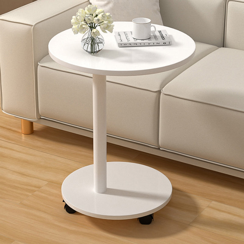 Modern Minimalist MDF & Stainless Steel Round Side Table with Built-In Mobility for Bedroom & Living Room