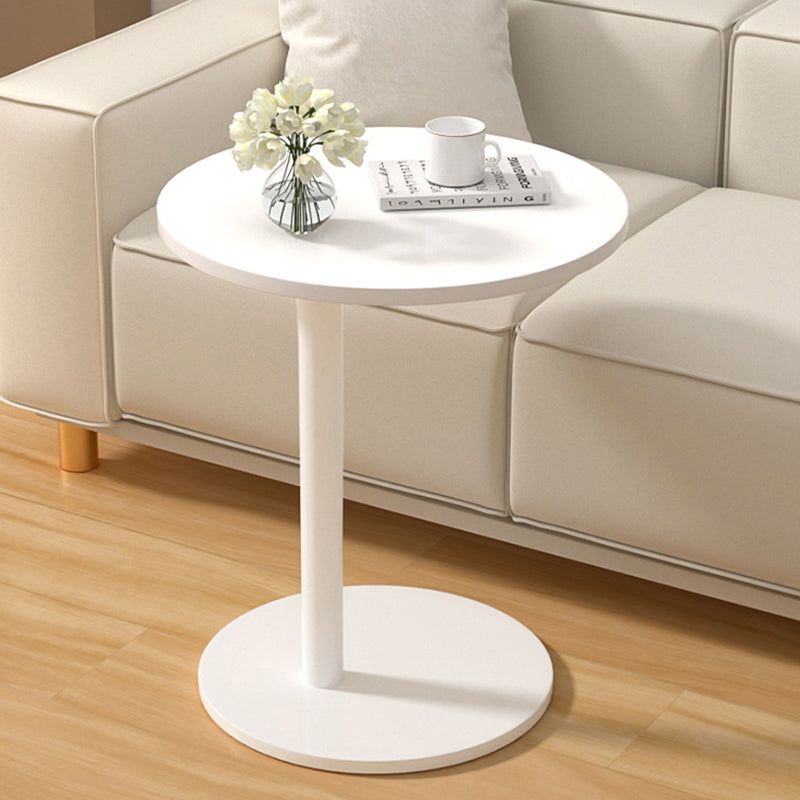 Modern Minimalist MDF & Stainless Steel Round Side Table with Built-In Mobility for Bedroom & Living Room