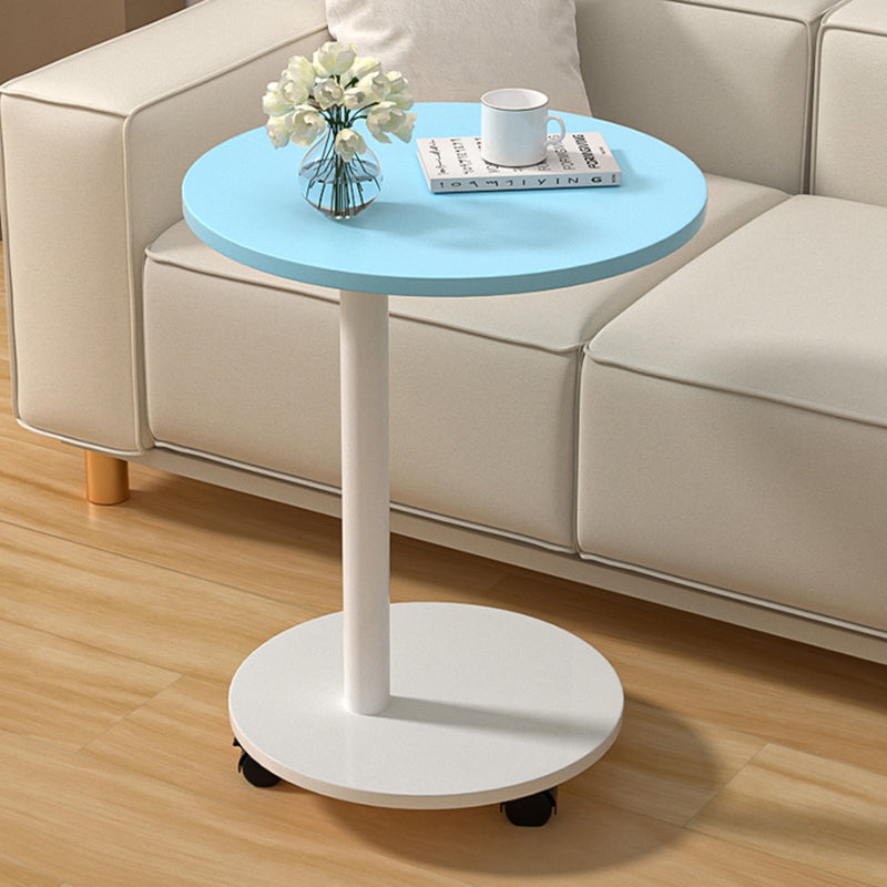 Modern Minimalist MDF & Stainless Steel Round Side Table with Built-In Mobility for Bedroom & Living Room