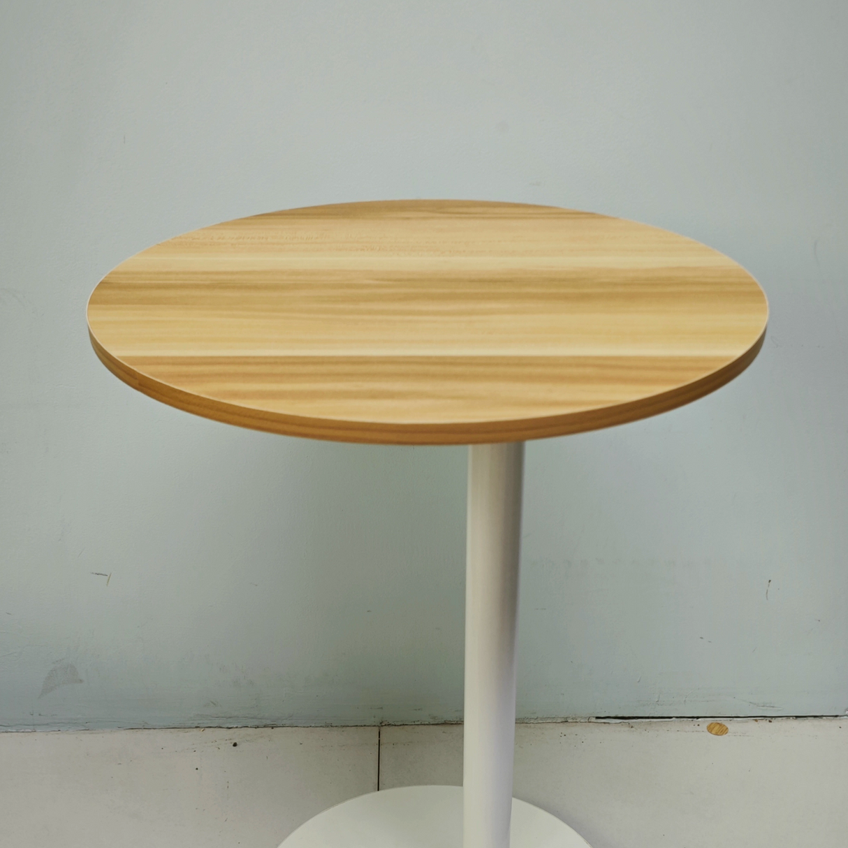 Modern Minimalist MDF & Stainless Steel Round Side Table with Built-In Mobility for Bedroom & Living Room