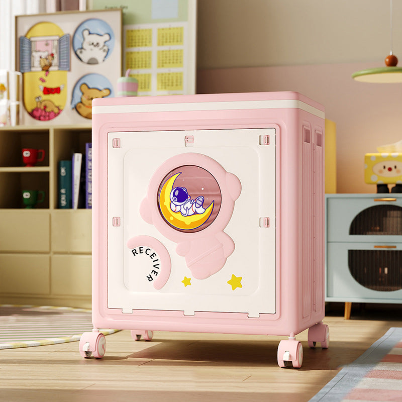 Modern Art Deco Cartoon Astronaut Rectangular PP Plastic Foldable Movable Storage Cabinet – 1-Cabinet for Bedroom