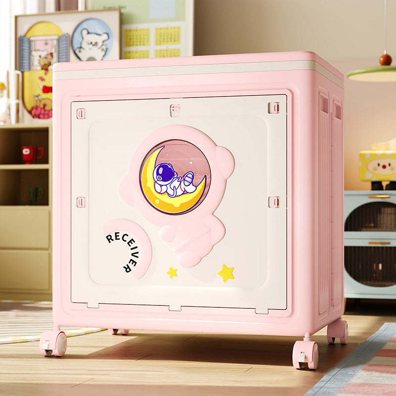 Modern Art Deco Cartoon Astronaut Rectangular PP Plastic Foldable Movable Storage Cabinet – 1-Cabinet for Bedroom