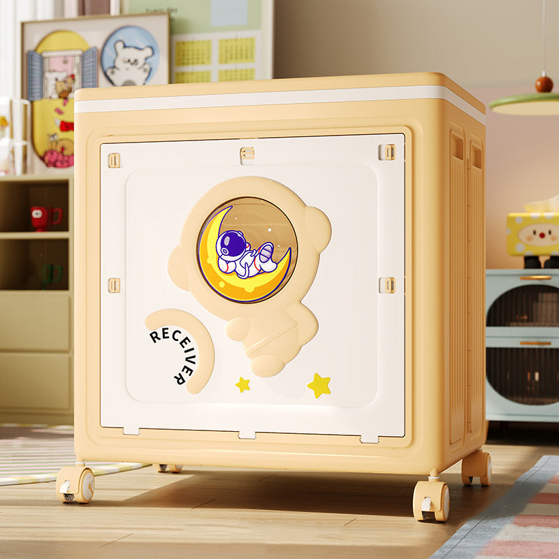 Modern Art Deco Cartoon Astronaut Rectangular PP Plastic Foldable Movable Storage Cabinet – 1-Cabinet for Bedroom
