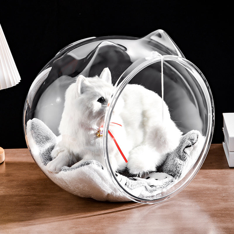 Modern Washable Square Cat Bed – Transparent, Ventilated Plastic Cat House with One Entrance for Living Room