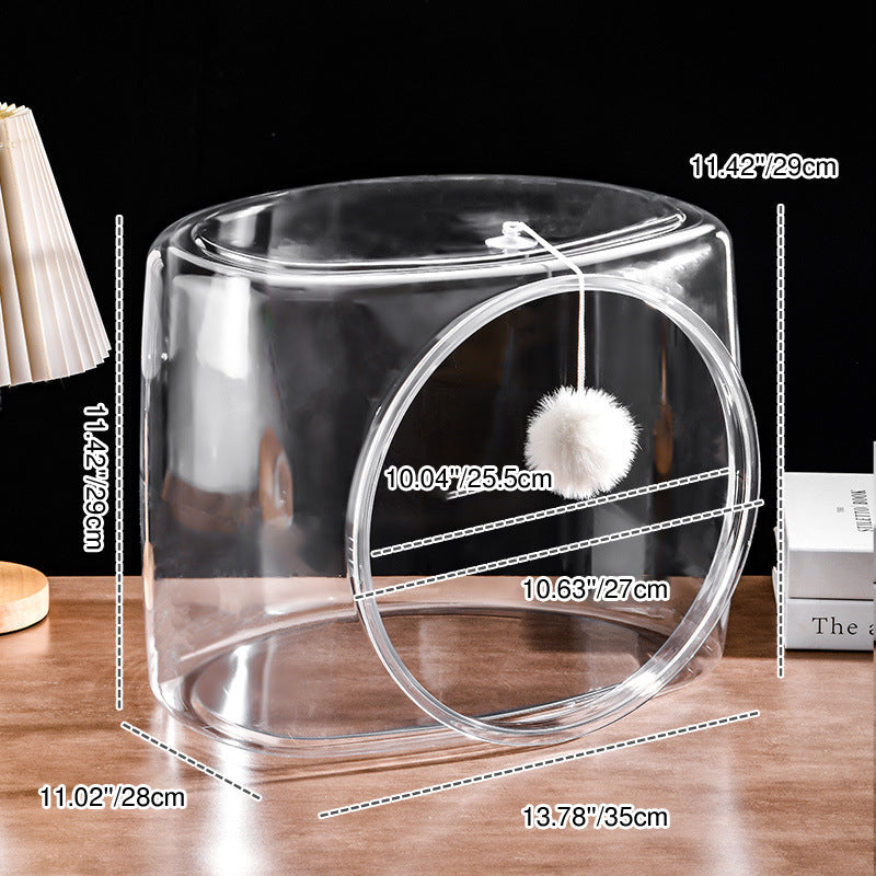 Modern Washable Square Cat Bed – Transparent, Ventilated Plastic Cat House with One Entrance for Living Room
