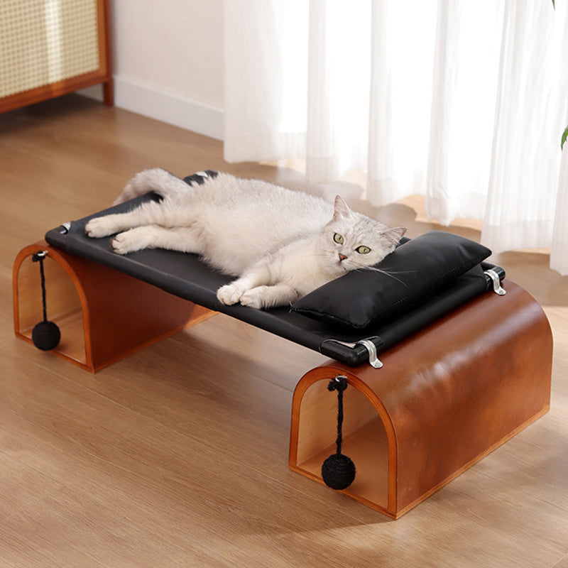 Modern Art Deco Bridge-Style Cat Bed – 1-Tier Multi-Layer Board with Iron-Tech Fabric Tunnel for Living Room