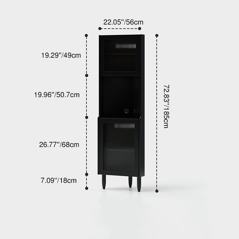 Contemporary Nordic Rubberwood Ripple Glass Corner Sideboard – 5-Cabinet Rectangular Storage for Living Room & Dining Room