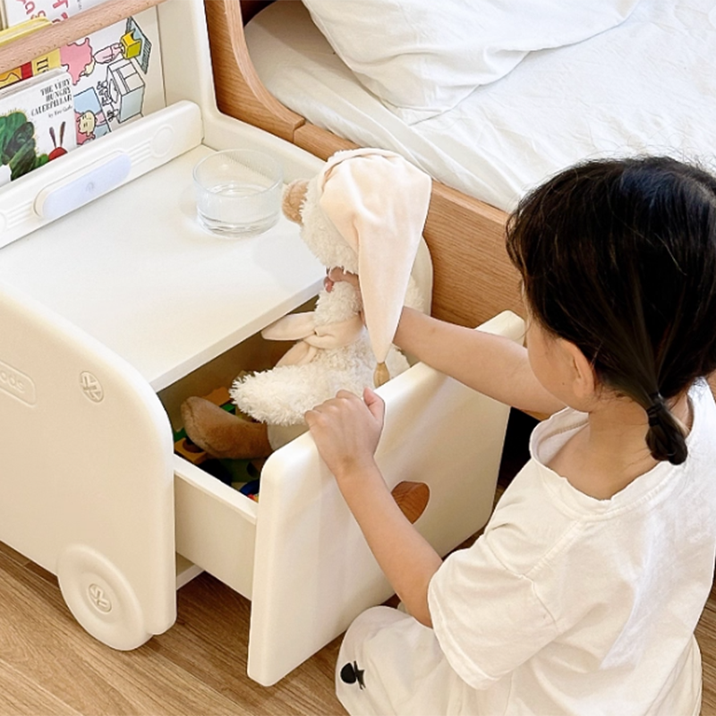 Modern Car-Shaped Kids Nightstand with 1 Drawer — Durable PE Plastic for Kids' Bedroom