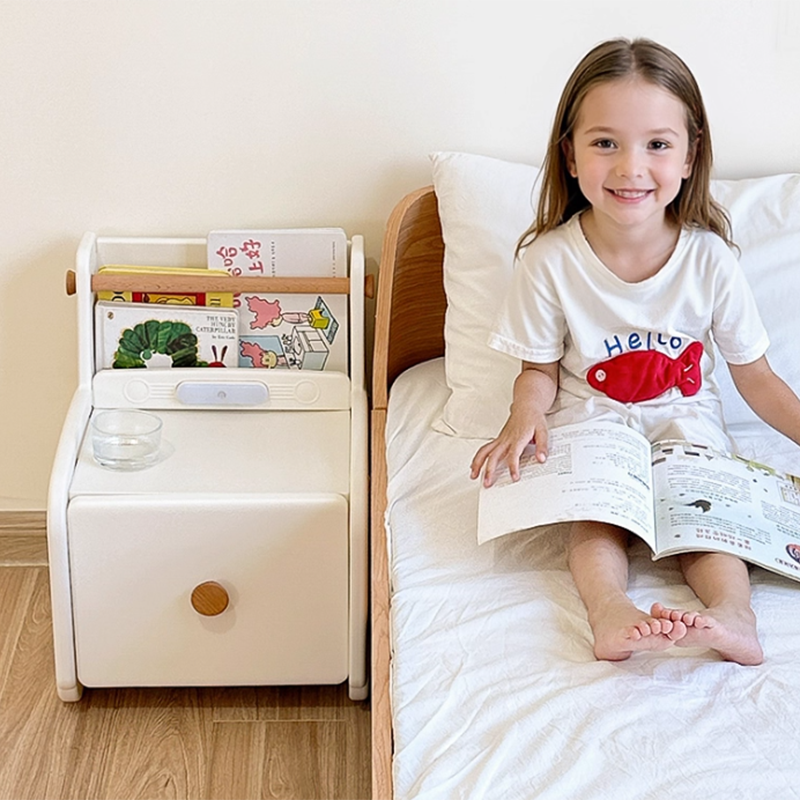 Modern Car-Shaped Kids Nightstand with 1 Drawer — Durable PE Plastic for Kids' Bedroom